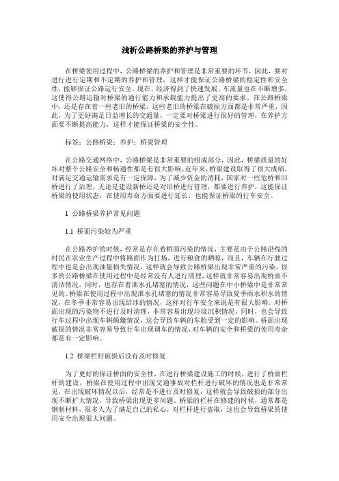 浅析公路桥梁的养护与管理