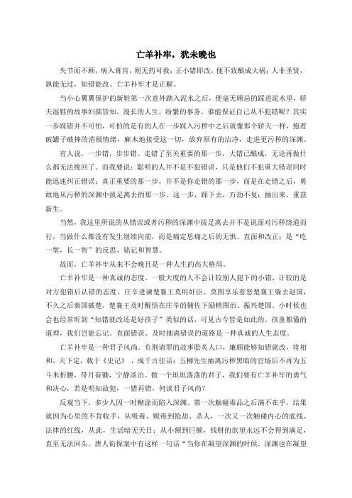 高考作文：亡羊补牢,犹未晚也