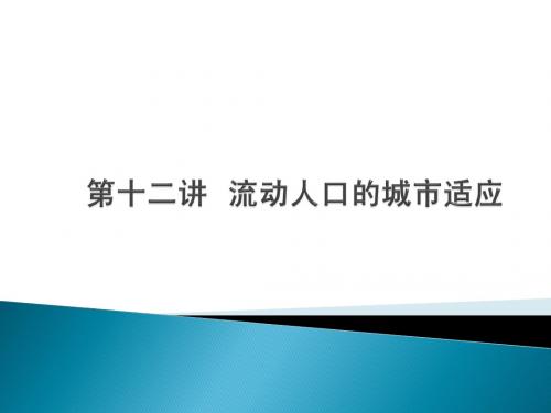 第十二讲  流动人口的城市适应