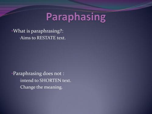 Paraphrasing