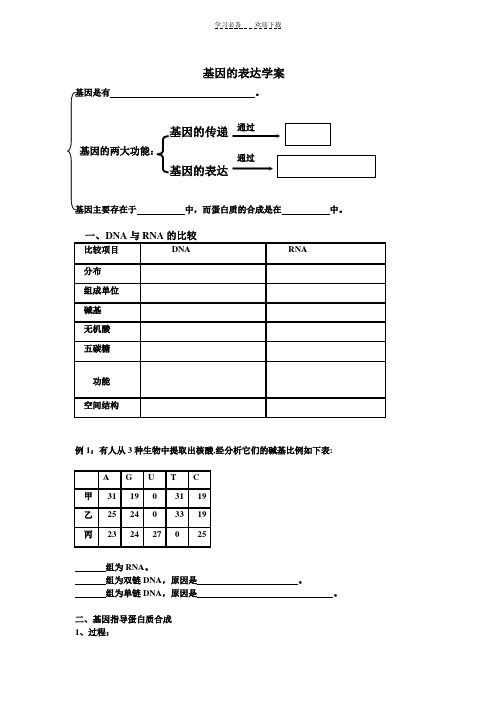 高二学业水平考学案系列基因的表达