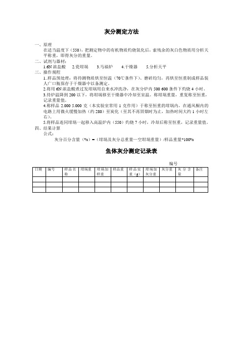 灰分测定方法