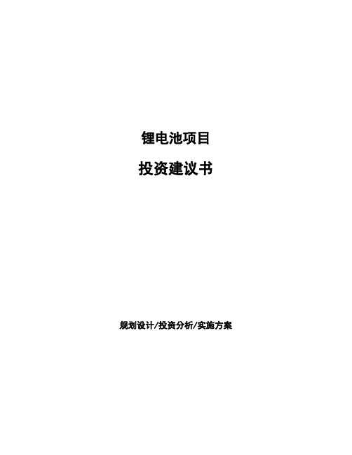 锂电池项目投资建议书