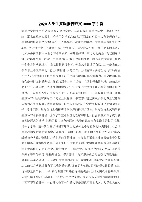2020大学生实践报告范文3000字5篇