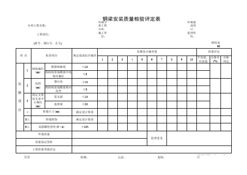 钢梁安装评定表