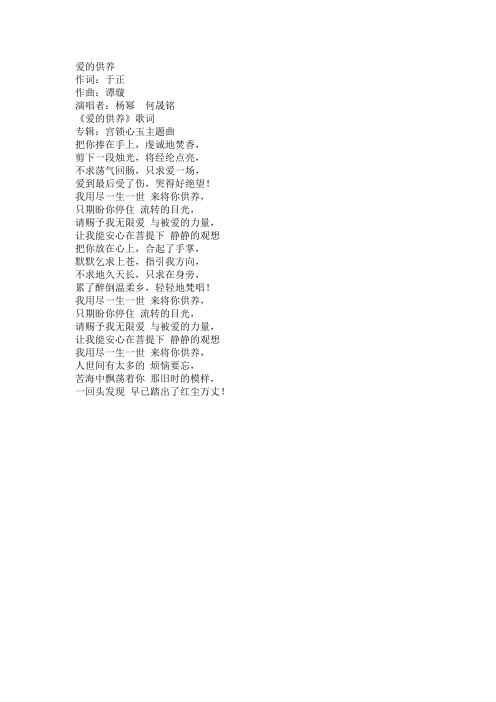 爱的供养 歌词