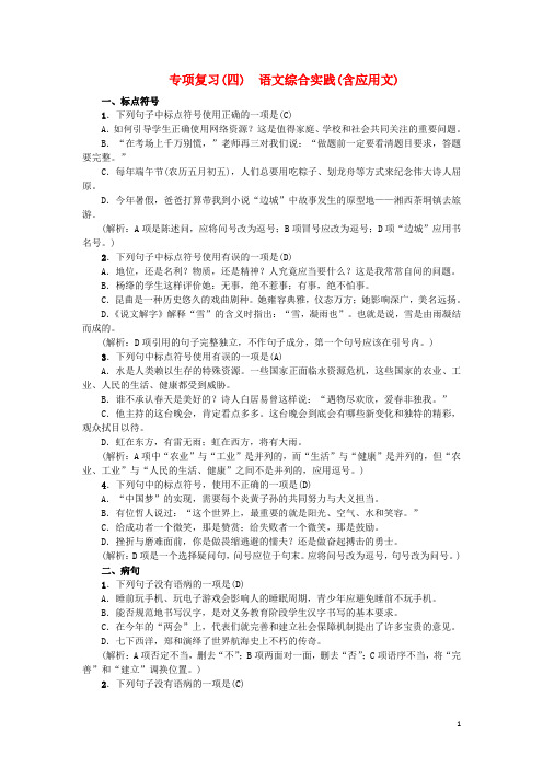 语文综合实践(含应用文)练习新人教版
