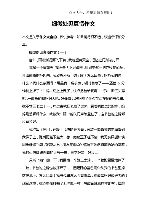 细微处见真情作文