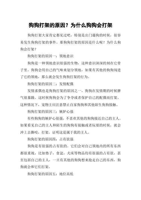 狗狗打架的原因？为什么狗狗会打架