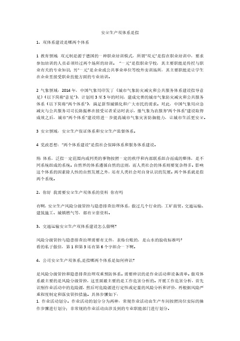 安全生产双体系是指安全生产