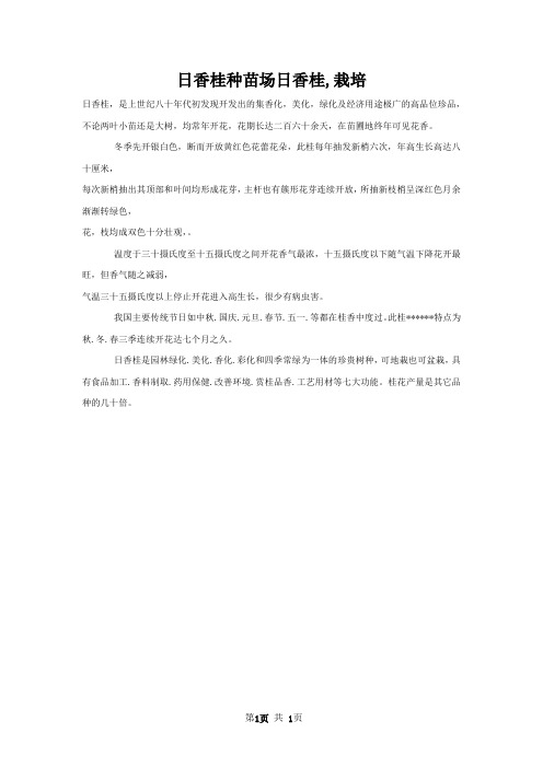 日香桂种苗场日香桂,栽培