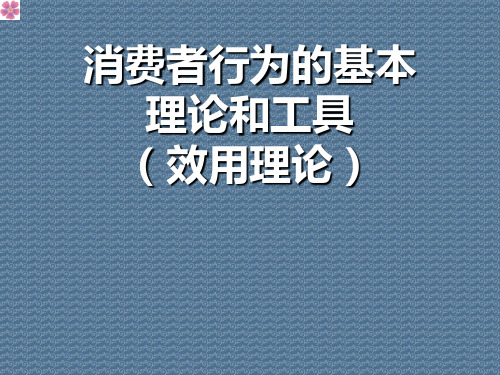 消费者行为的基本理论和工具(效用理论)