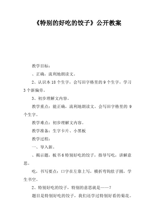 《特别的好吃的饺子》公开课教案