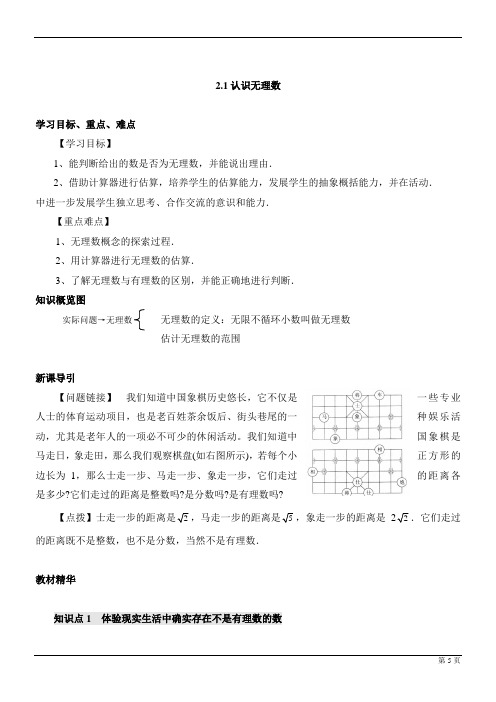 北师大版八年级上册第二章实数导学案