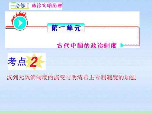 福建省2012届高考历史第1轮 第1单元 考点2汉到元政治制度的演变与明清君主专制制度的加强课件 人民版必修1