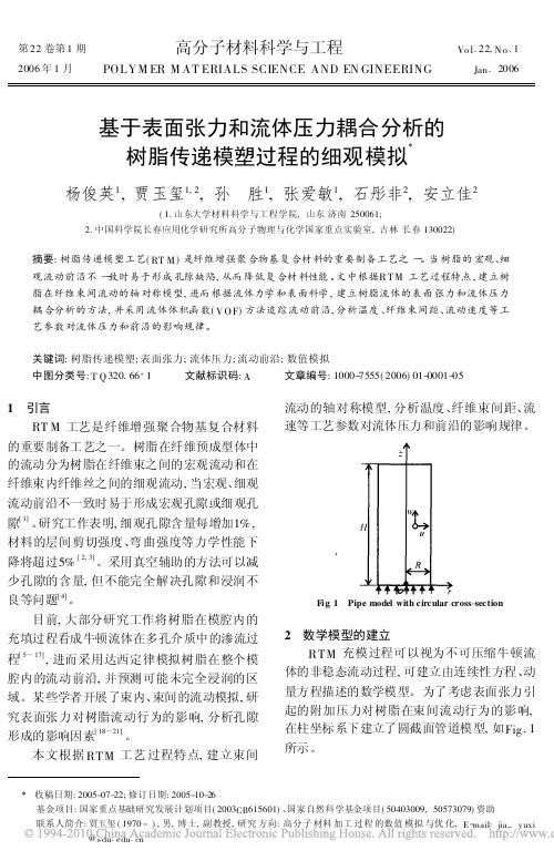 基于表面张力和流体压力耦合分析的树脂传递模塑过程的细观模拟