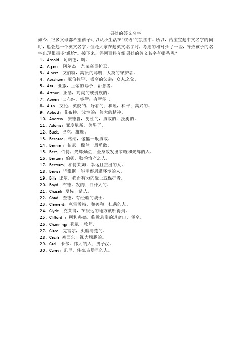 男孩的英文名字