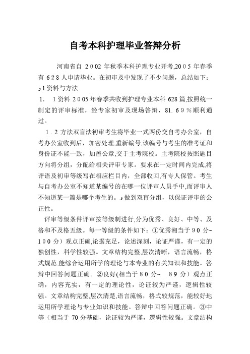 自考本科护理毕业答辩分析