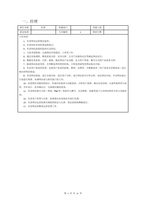网站各部门职责