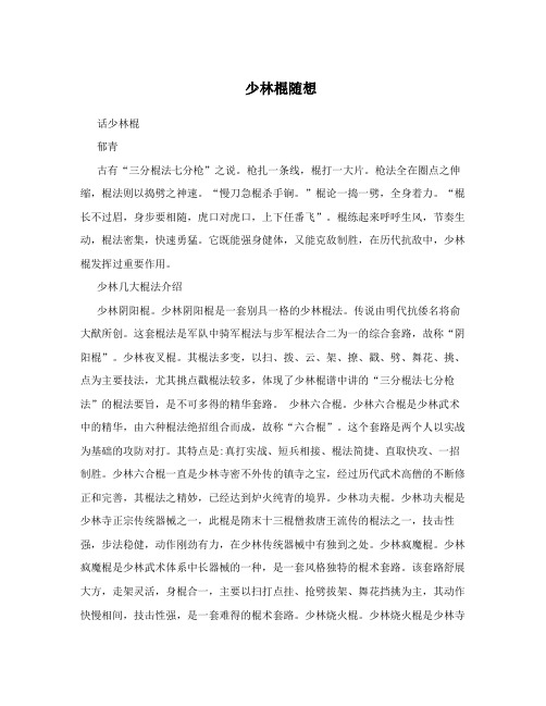 少林棍随想