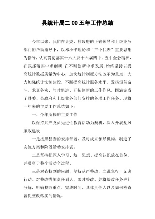 县统计局二OO五年工作总结【DOC可编辑范文】