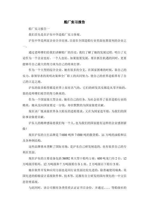 报告总结-船厂实习报告 精品