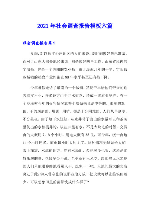 2021年社会调查报告模板六篇