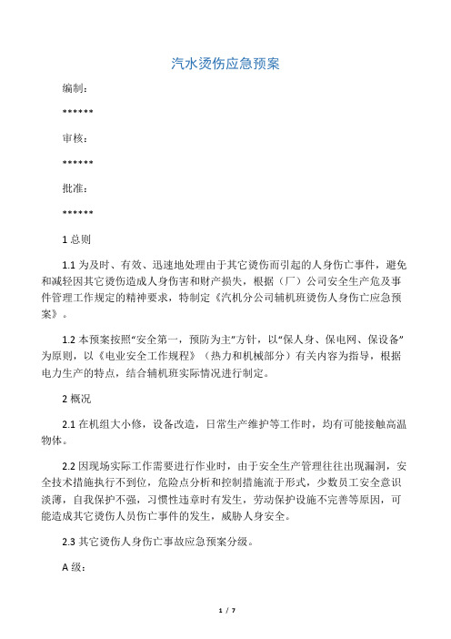 汽水烫伤应急预案