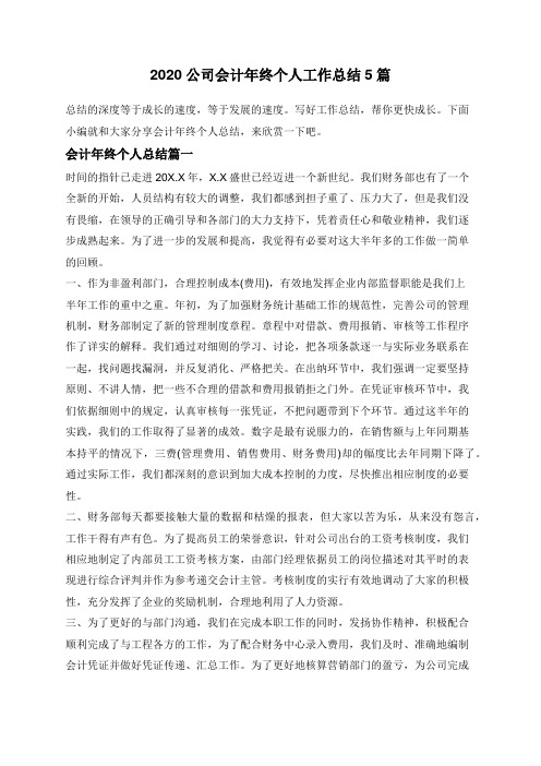 2020公司会计年终个人工作总结5篇