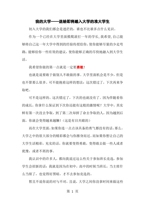 我的大学--送给那些即将进入大学的准大学生共13页word资料