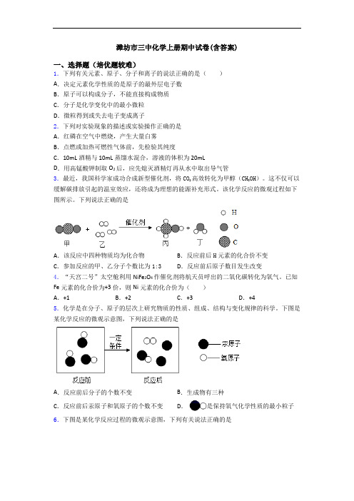 潍坊市三中化学上册期中试卷(含答案)