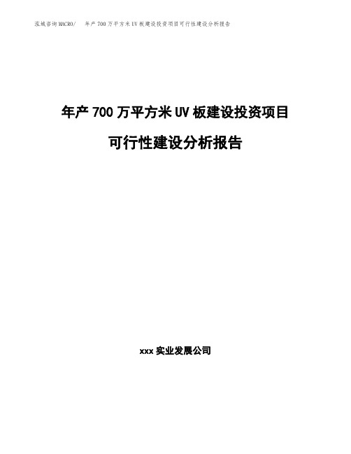 年产700万平方米UV板建设投资项目可行性建设分析报告