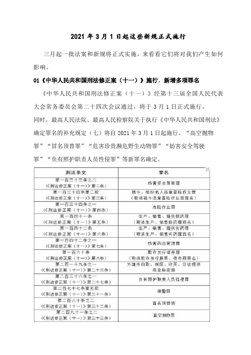 2021年3月1日起这些新规正式施行