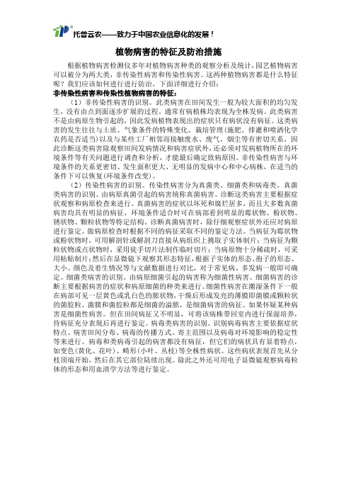 植物病害的特征及防治措施