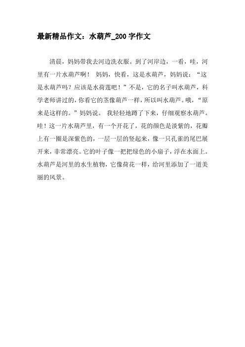 最新精品作文：水葫芦_200字作文-最新作文