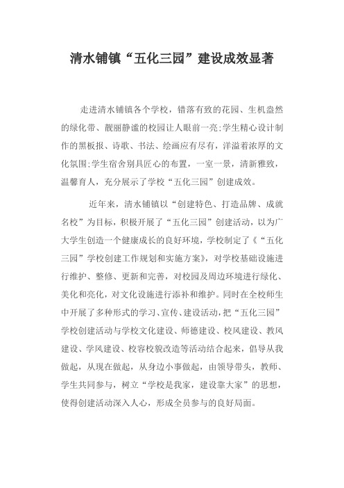 清水铺镇“五化三园”建设成效显著文档 (2)