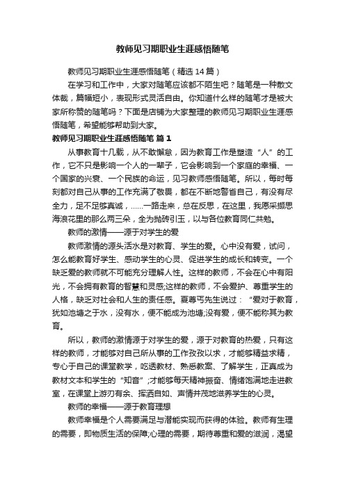 教师见习期职业生涯感悟随笔