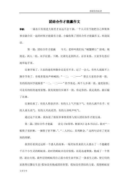 团结合作才能赢作文