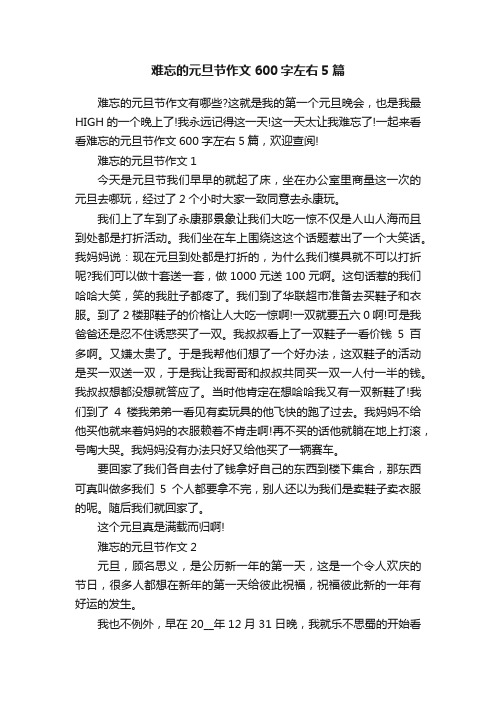 难忘的元旦节作文600字左右5篇