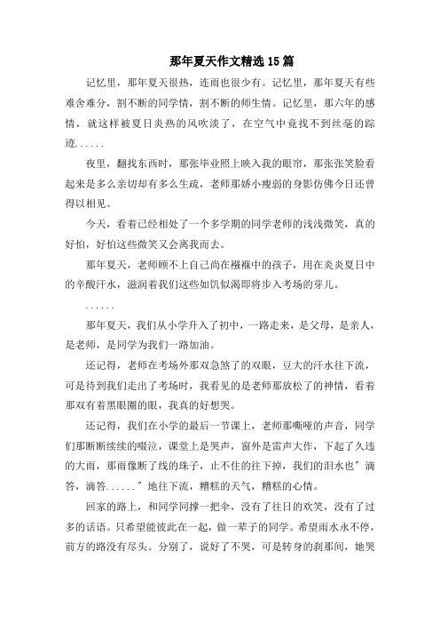 那年夏天作文精选15篇精选