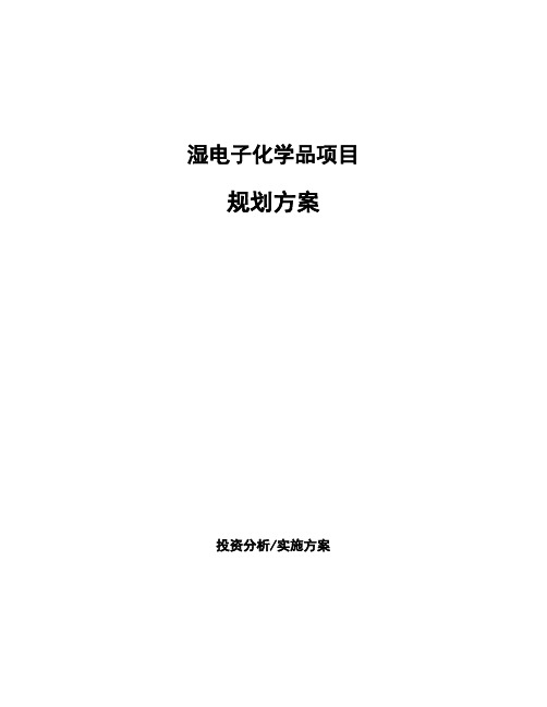 湿电子化学品项目规划方案