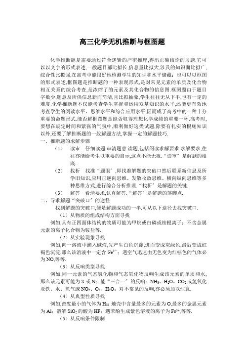 高三化学无机推断与框图题