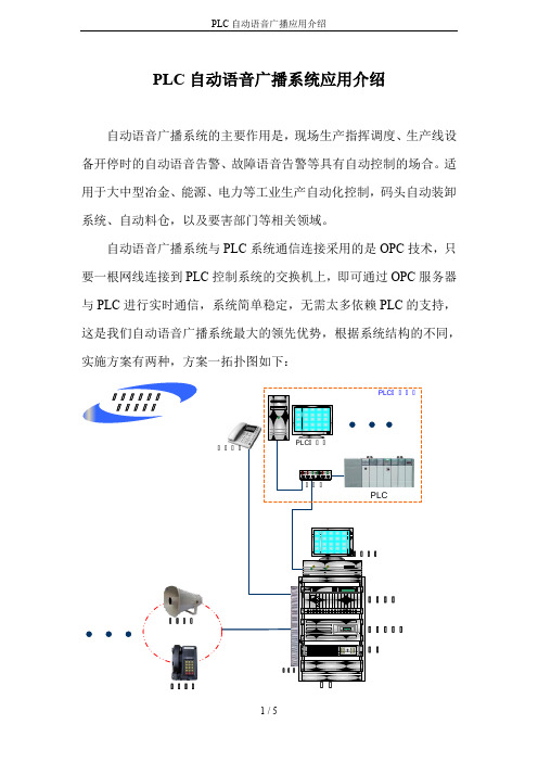 PLC自动语音广播应用介绍
