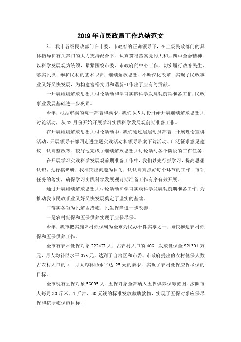 最新-2019年市民政局工作总结范文 精品