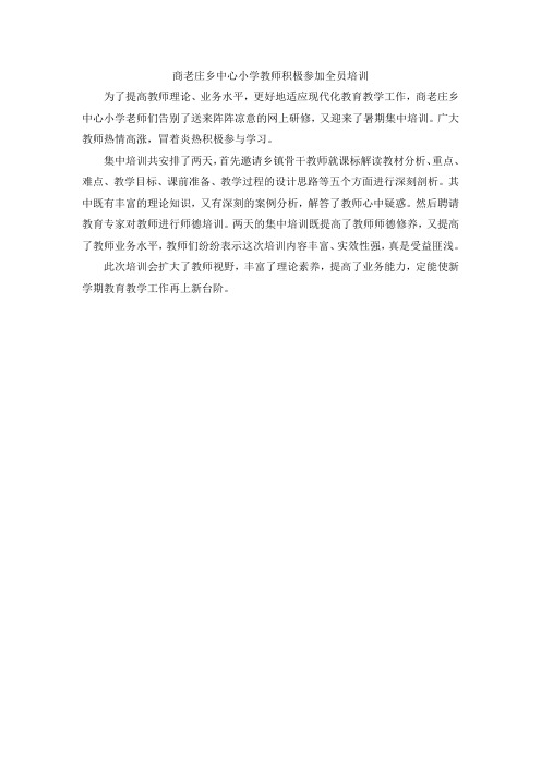 商老庄乡中心小学教师积极参加全员培训