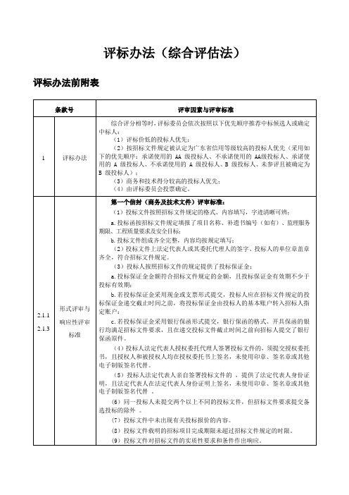 评标办法(综合评估法)