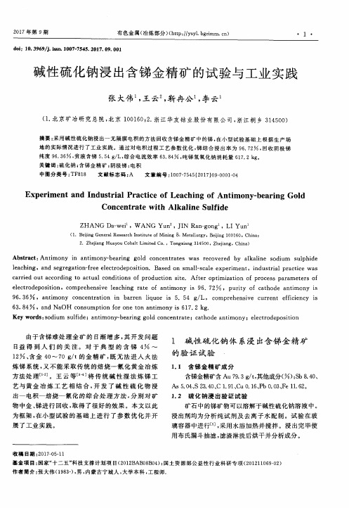 碱性硫化钠浸出含锑金精矿的试验与工业实践