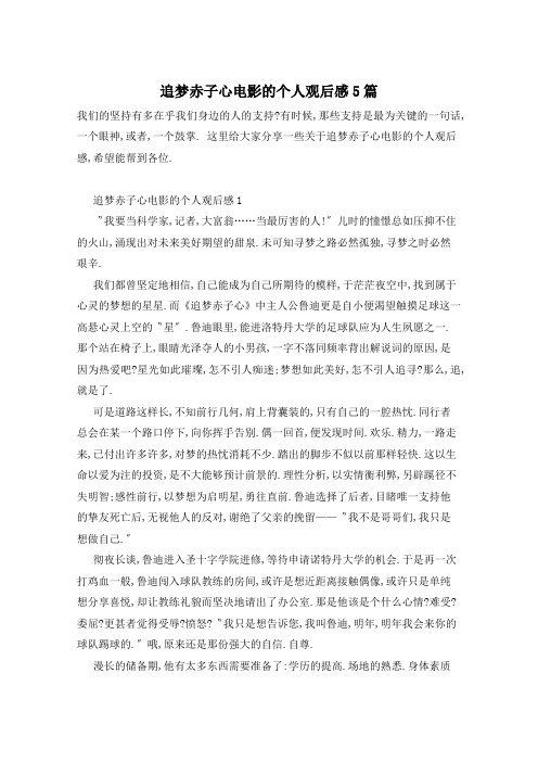 追梦赤子心电影的个人观后感5篇