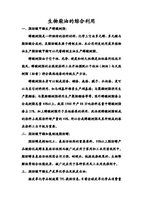 生物柴油的综合利用