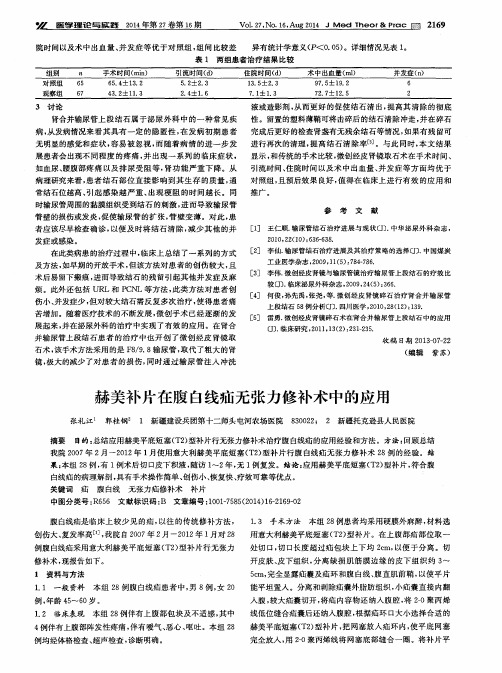 赫美补片在腹白线疝无张力修补术中的应用